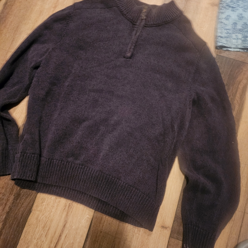 Eddie Bauer Quarter-Zip Charcoal Turtleneck Sweater